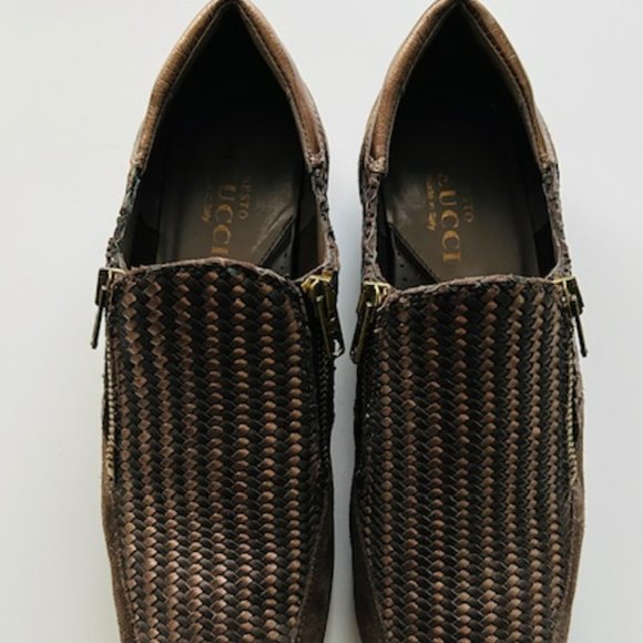 Sesto Meucci Suede Woven Leather Double Zip Fashion Sneaker Size 8.5N - Picture 4 of 5